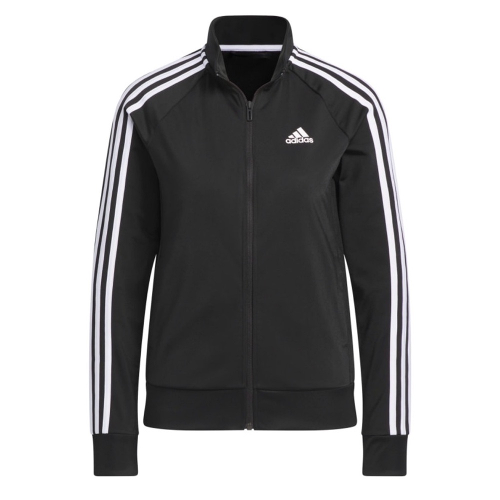 adidas women Primegreen Essentials Warm-Up 3-Stripes Track Jacket Zip Up Size L - Picture 2 of 5